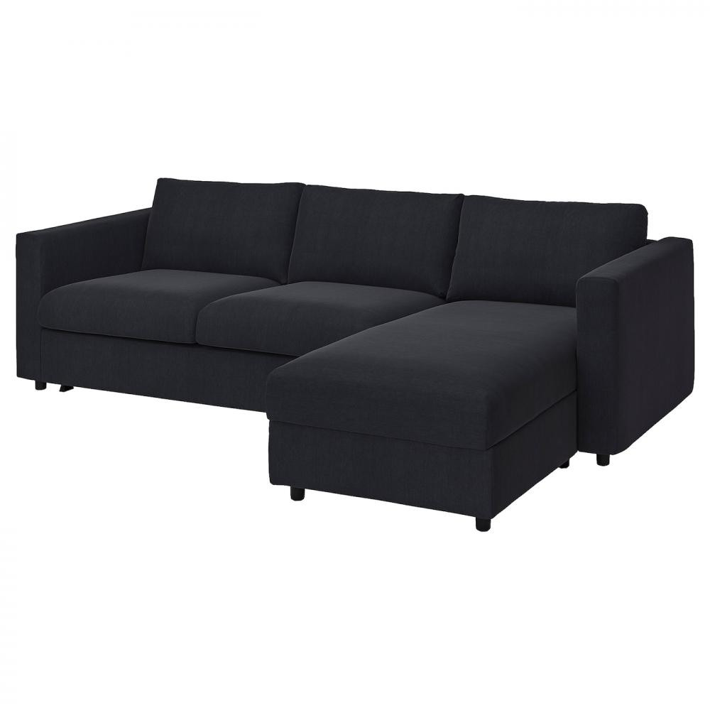 IKEA VIMLE Чохол на 3-місний диван з шезлонгом Saxemara чорно-синій (393.993.67) - зображення 1