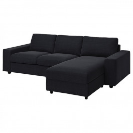IKEA VIMLE Чохол на 3-місний диван з шезлонгом, з широкими підлокітниками/Saxemara чорно-синій (694.012.5
