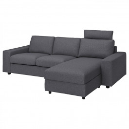 IKEA VIMLE Чохол на 3-місний диван з шезлонгом, підголівником і широкими підлокітниками/Гуннаред середньо