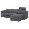 IKEA VIMLE Чохол на 3-місний диван з шезлонгом, з підголівником/Гуннаред середньо сірий (394.250.93) - зображення 1
