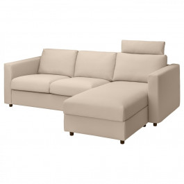 IKEA VIMLE Чохол на 3-місний диван з шезлонгом, з підголівником/Халларп бежевий (194.250.94)