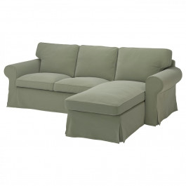 IKEA EKTORP Чохол на 3-місний диван з шезлонгом Хакебо сіро-зелений (105.657.86)
