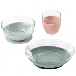 Beaba Набор посуды 3 предмета розовый/серый (913487)