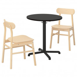 IKEA STENSELE/RONNINGE Стіл та 2 стільці, антрацит/бероза антрацит, 70 см (692.971.26)