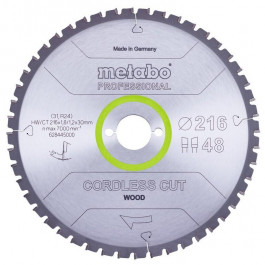 Metabo Cordless cut Wood Professional, 216x30 Z48 WZ 5°neg (628445000)