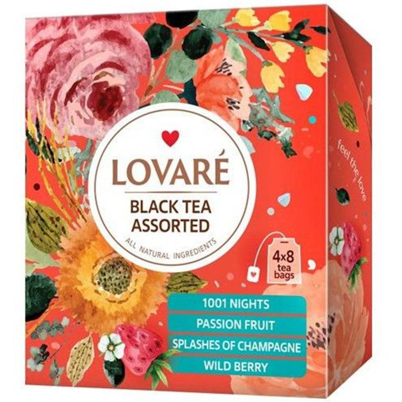 Lovare Чай  Ассорти Черный пакетированный 4 вида по 8 шт (4820198879648) - зображення 1