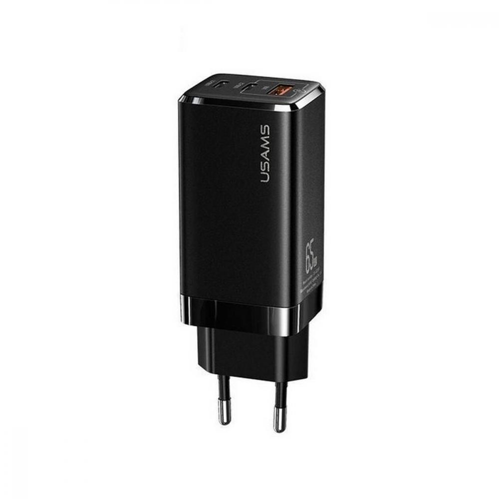USAMS US-CC110 GaN Mini 65W 2хType-C/USB QC Black - зображення 1