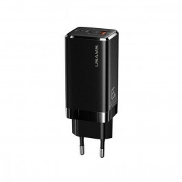 USAMS US-CC110 GaN Mini 65W 2хType-C/USB QC Black