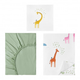 IKEA BERGFINK Комплект постільної білизни з мішком зелений жираф полуторний дитячий (005.775.96)