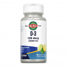KAL D-3 5000 IU 125mcg - 90 tabs Lemon Lime