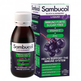 Sambucol Сироп для імунітету Чорна бузина + вітамін С цинк  (Immuno Forte Liquid Sugar Free) 120 мл