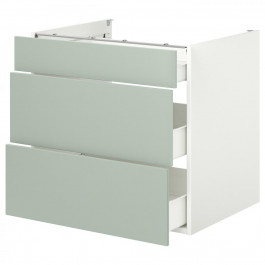 IKEA ENHET Нижня шафа/3 ящики, білий/блідо-сіро-зелений, 80x62x75 см (594.967.82)