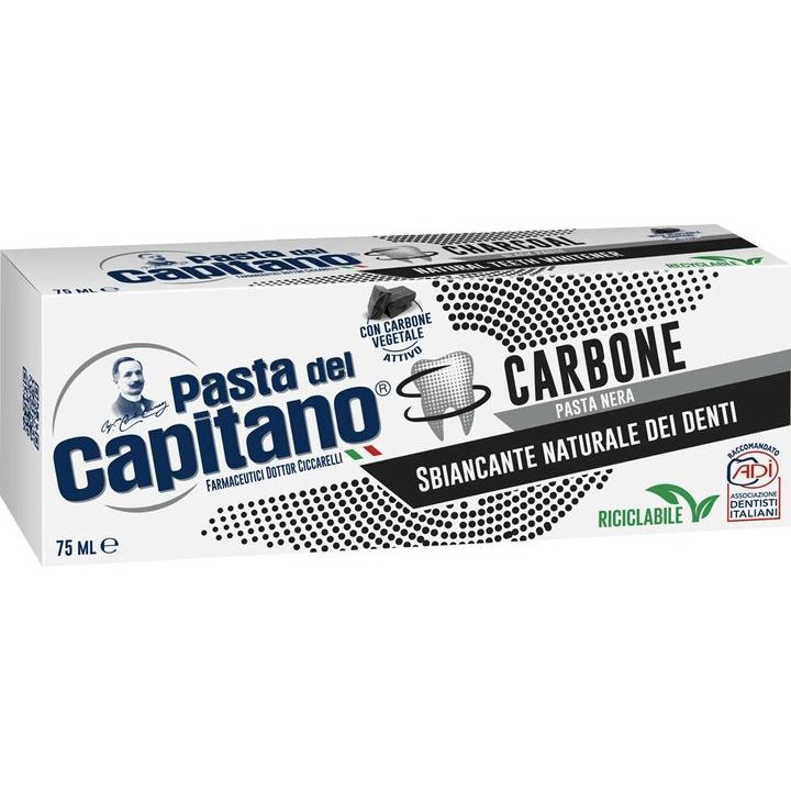Pasta del Capitano Зубна паста  Charcoal з активованим вугіллям 100% 75 мл (8002140032219) - зображення 1