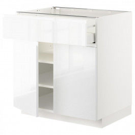 IKEA METOD/MAXIMERA Нижня шафа/2 двері, білий/Voxtorp глянцевий/білий, 80x60 см (594.569.98)