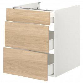 IKEA ENHET Нижня шафа/3 ящики, білий/імітація. дуб, 60х62х75 см (493.209.86)