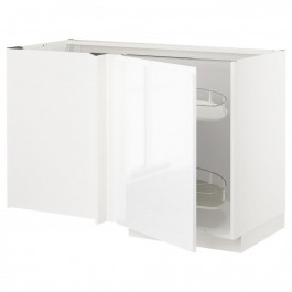 IKEA METOD Кутова нижня шафа з високою полицею, білий/Voxtorp глянцевий/білий, 128x68 см (194.656.50)