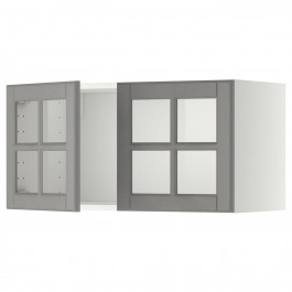 IKEA METOD Навісна шафа/2 скляні дверцята, білий/сірий Bodbyn, 80x40 см (993.950.31)