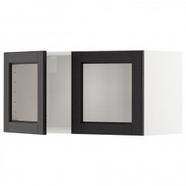 IKEA METOD Навісна шафа/2 скляні дверцята, білий/чорний тонований Lerhyttan, 80x40 см (794.691.03)