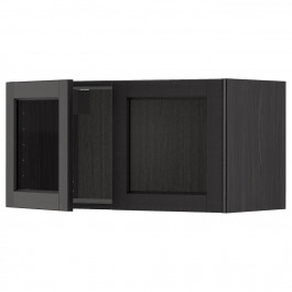 IKEA METOD Навісна шафа/2 скляні дверцята, чорний/чорний тонований Lerhyttan, 80x40 см (794.682.31)