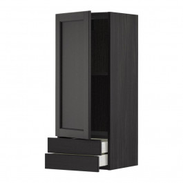 IKEA METOD/MAXIMERA Навісна шафа, дверцята/2 шухляди, чорна/чорна морилка Lerhyttan, 40x100 см (394.644.5