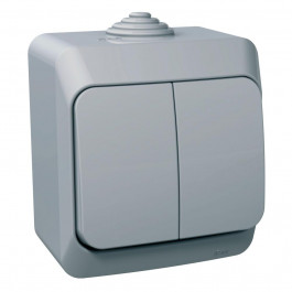 Schneider Electric Двухклавишный наружный выключатель, 16A, цвет серый (WDE000650)