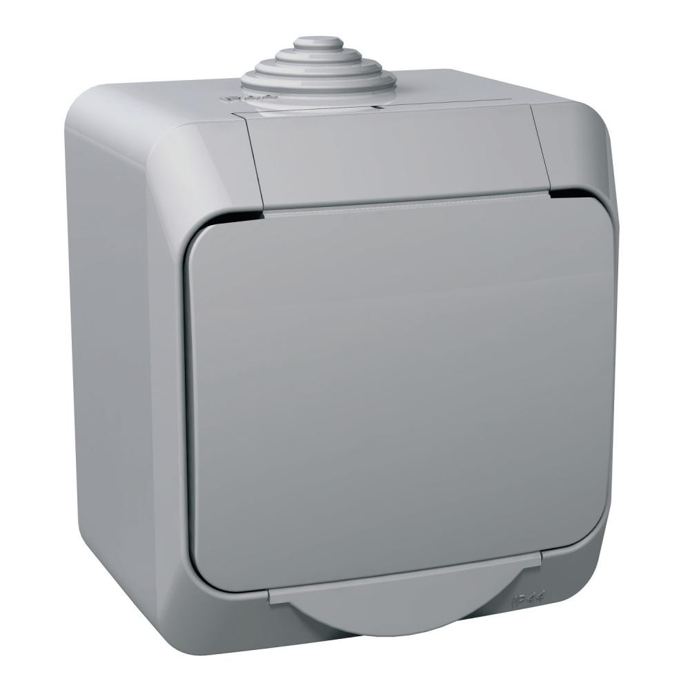 Schneider Electric Одноклавишный наружный выключатель, 16A, цвет серый (WDE000610) - зображення 1