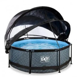 EXIT Stone Pool 244x76cm + dome, canopy, filter pump / grey (30.36.08.00)