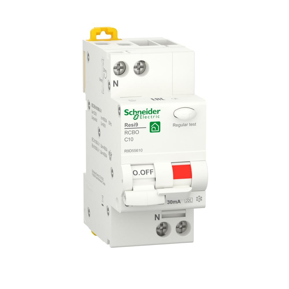 Schneider Electric Resi9 10А 30 мА 1P+N 6кA кривая С тип А (R9D55610) - зображення 1