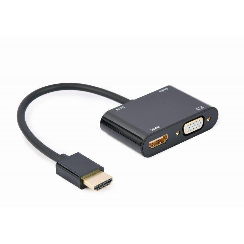 Cablexpert HDMI to HDMI/VGA/3.5mm Black (A-HDMIM-HDMIFVGAF-01) - зображення 1