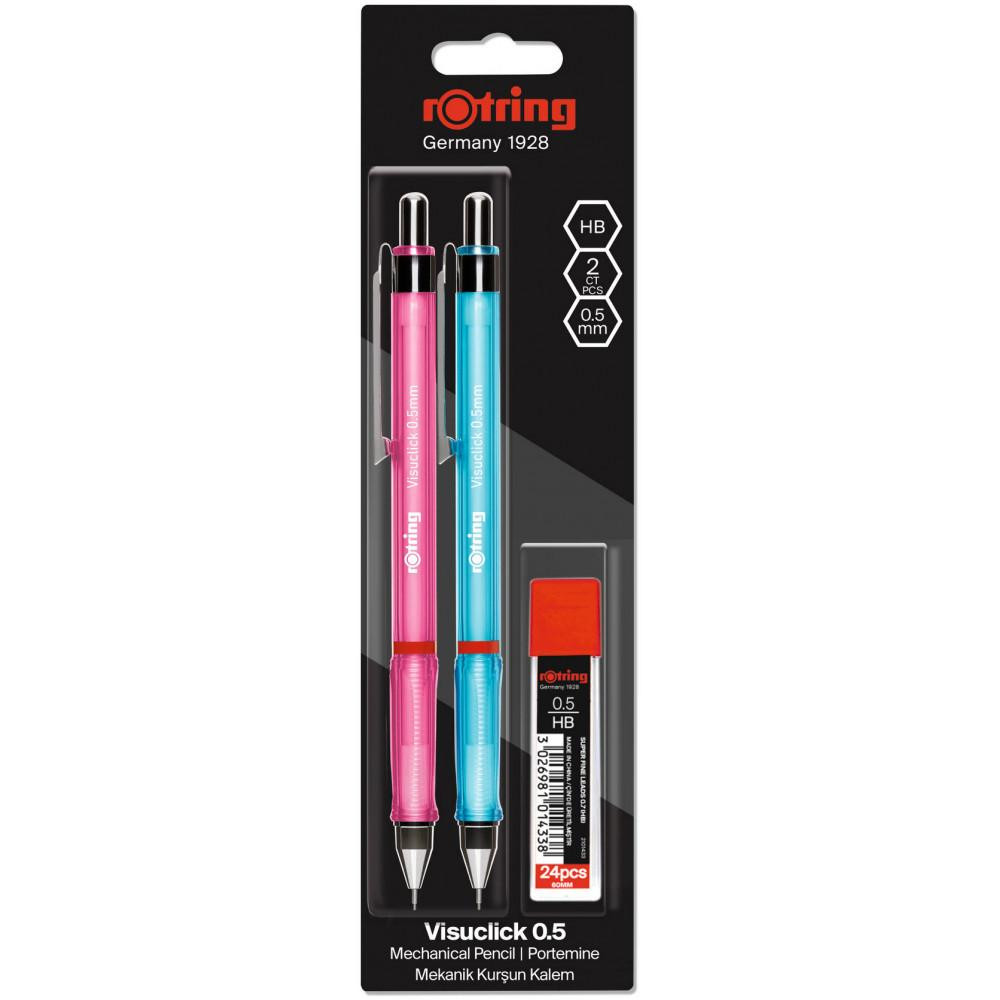 rOtring Механический карандаш  VISUCLICK Blue + Pink PCL 0,5 + Грифели 0,5мм HB (24) блистер R2102712 - зображення 1