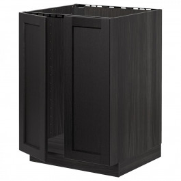 IKEA METOD Тумба під раковину/2 двері, чорний/Lerhyttan чорна морилка, 60x60 см (494.635.17)