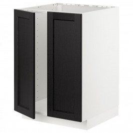 IKEA METOD Тумба під раковину/2 дверцята, біла/чорна морилка Lerhyttan, 60x60 см (094.612.14)