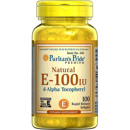 Puritan's Pride Витамин Е  Vitamin E-100 IU 100% Natural 100 softgels