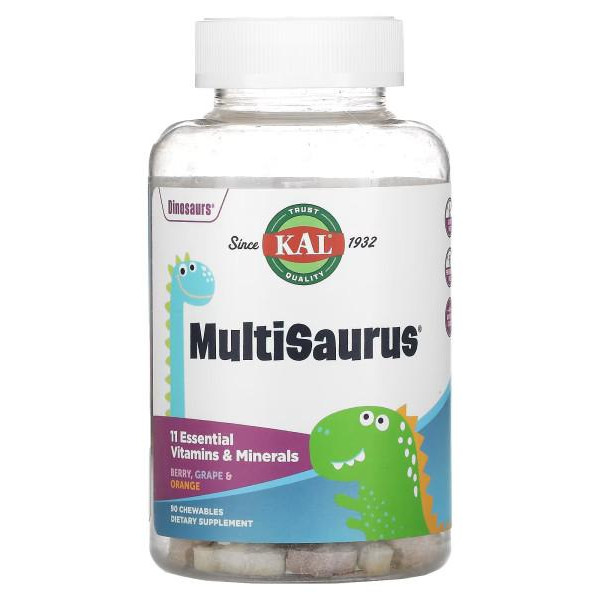 KAL MultiSaurus Chewables (90 табл) - Ягода, Виноград та Апельсин - зображення 1