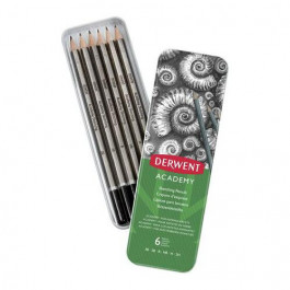 DERWENT олівець Набір чорнографітних олівців,  Academy Sketching, металева упаковка уп/6 шт, 3B-2H 2301945