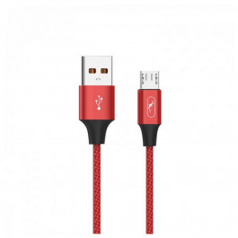 SkyDolphin S55V Neylon USB to Micro USB 1m Red (USB-000439)