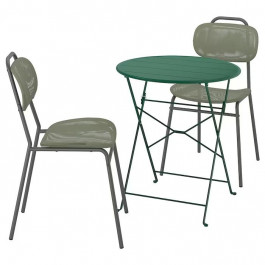 IKEA SUNDSO/ENSHOLM Стіл+2 стільці, відкритий, зелений/зелений, 65 см (395.447.36)