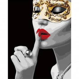 STRATEG Картина по номерам  Девушка с золотой маской, 40х50 см