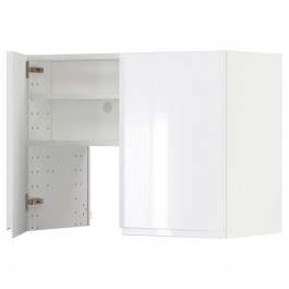 IKEA METOD Шафа-витяжка з полицею/дверцями, білий/Voxtorp глянцевий/білий, 80x60 см (595.044.14)