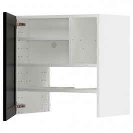 IKEA METOD Шафа-витяжка з полицею/дверцями, білий/чорний морилка Lerhyttan, 60x60 см (495.053.29)