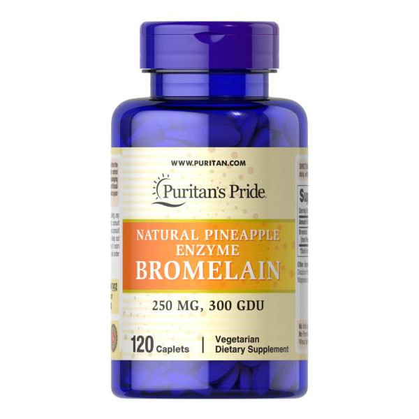 Puritan's Pride Natural Pineapple Enzyme Bromelain 250 mg, 300 GDU (120 капс) - зображення 1