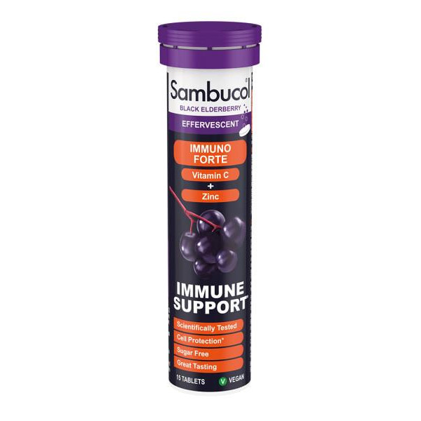 Sambucol Black Elderberry + Vit C + Zinc Effervescent (15 табл) - зображення 1