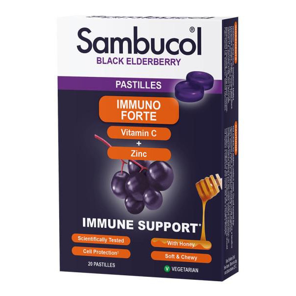 Sambucol Black Elderberry + Vit C + Zinc Pastilles (20 льодяників) - зображення 1