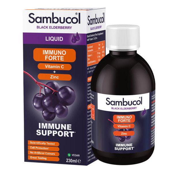 Sambucol Black Elderberry + Vit C + Zinc Liquid (230 ml) - зображення 1
