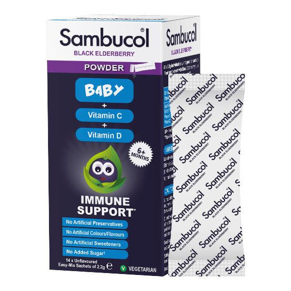 Sambucol Black Elderberry BABY + Vit C + Vit D Powder (14 саше) - зображення 1