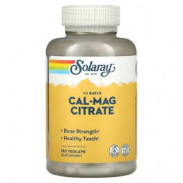 Solaray Cal-Mag Citrate 1000 mg / 1000 mg Veg Caps (180 капс)