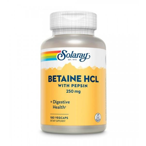 Solaray Betaine HCl with Pepsin 250 mg Veg Caps (180 капс) - зображення 1