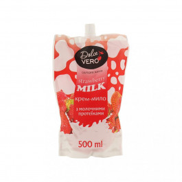 Dolce Vero Рідке мило  Strawberry Milk з молочними протеїнами дой-пак 500 мл (4820091146953)