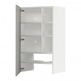 IKEA METOD Шафа-витяжка з полицею/дверцями, білий/Havstorp світло-сірий, 60x100 см (995.388.03)