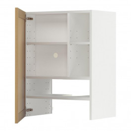 IKEA METOD Шафа-витяжка з полицею/дверцями, білий/дуб форсбакка, 60x80 см (595.093.84)